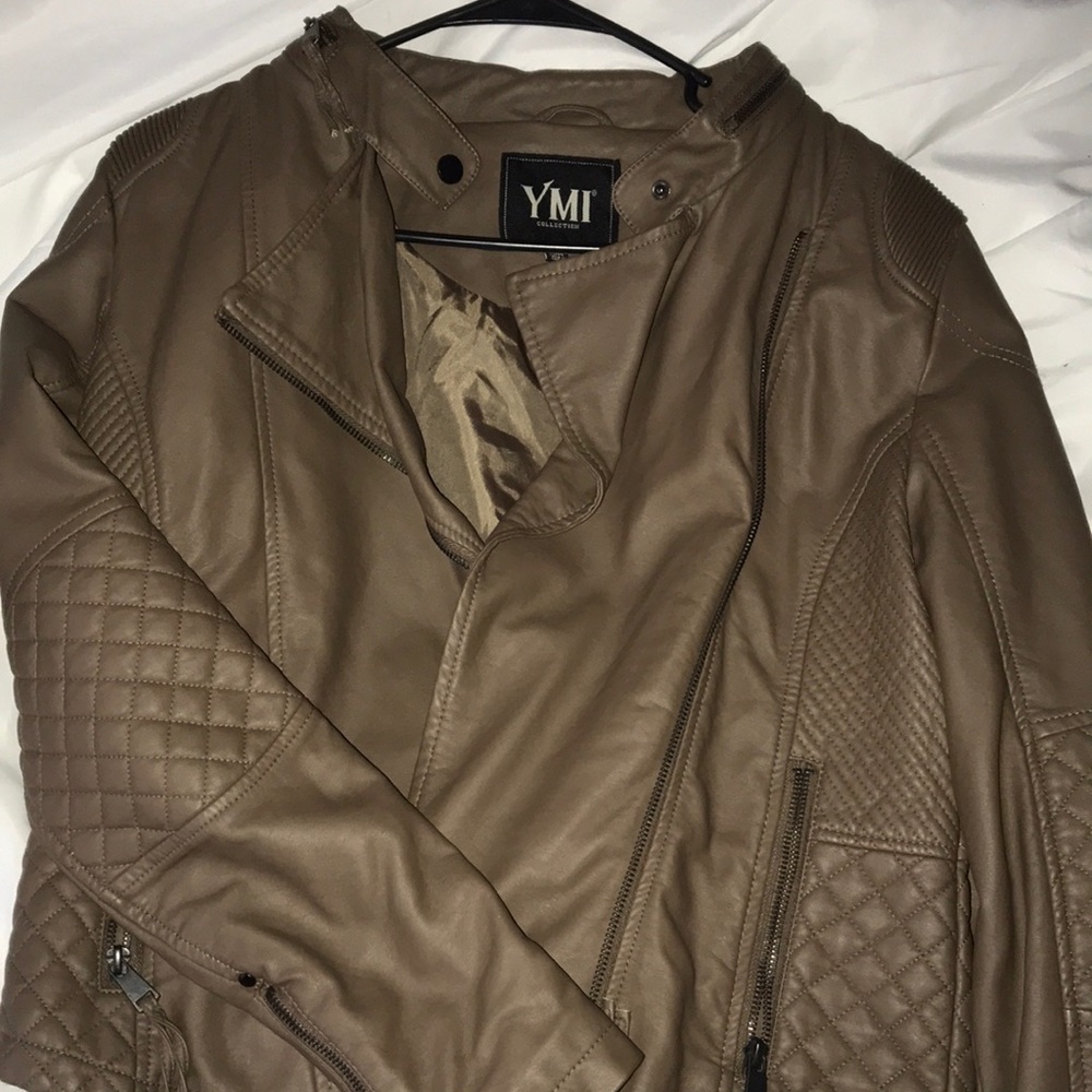 Faux leather brown jacket perfect for fall, YMI collection size M